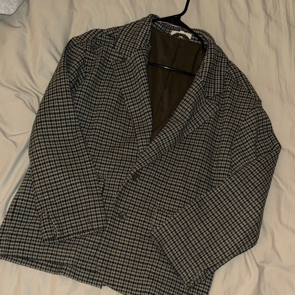 Madewell Black and Gray Houndstooth Blazer